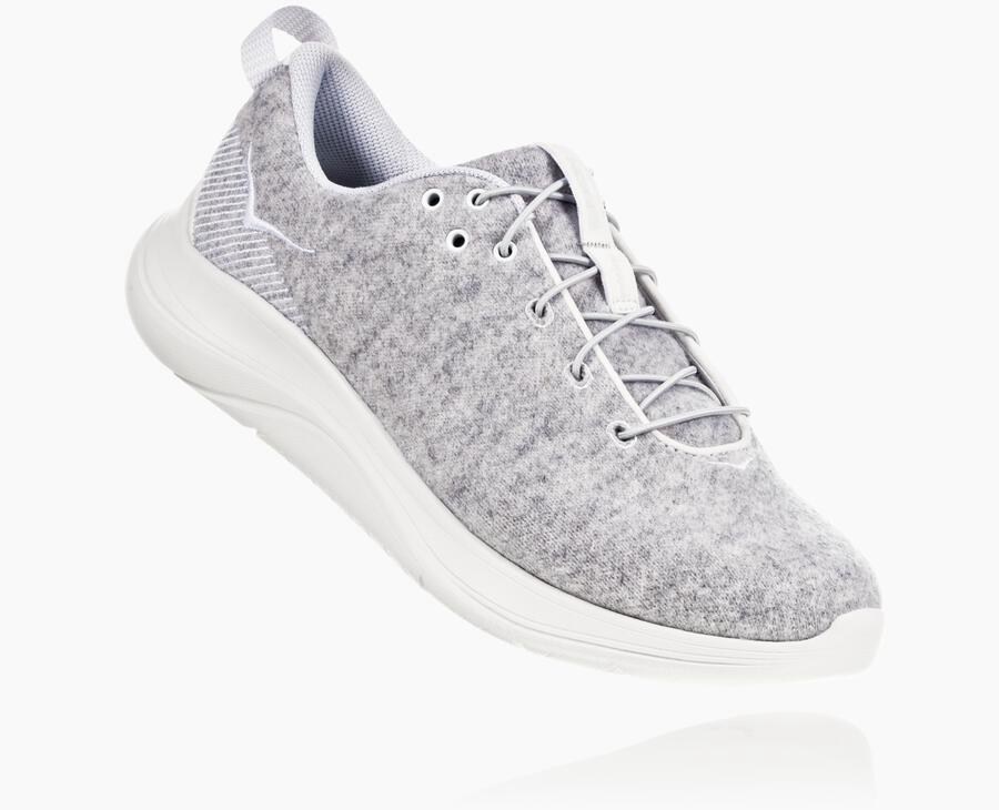 Tenis Hoka One One Feminino Cinzentas - Hupana Flow Wool - 716-DUELWX